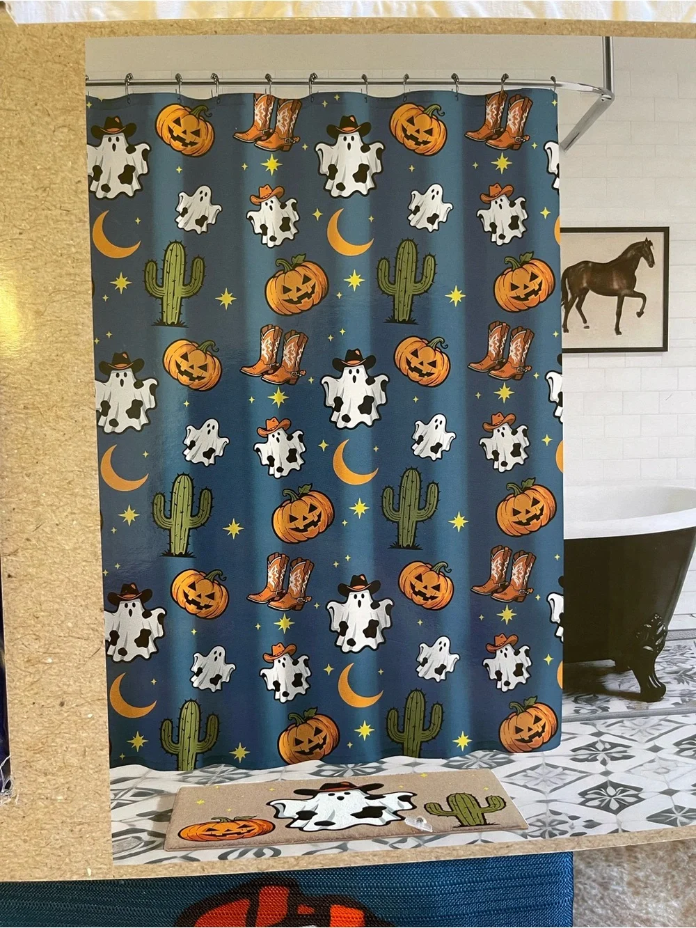 Wrangler Halloween Multi-Piece Shower Curtain & Bath Rug Set - NWT **